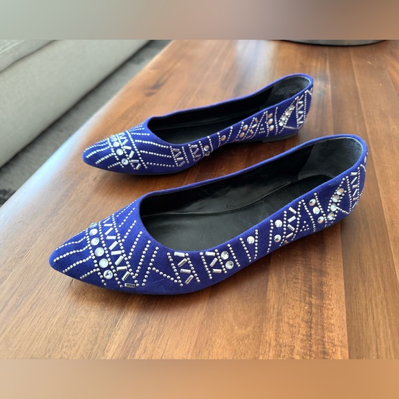 Nine West Purple Suede Leather Flats with Studs and Gems - Picture 1 of 12